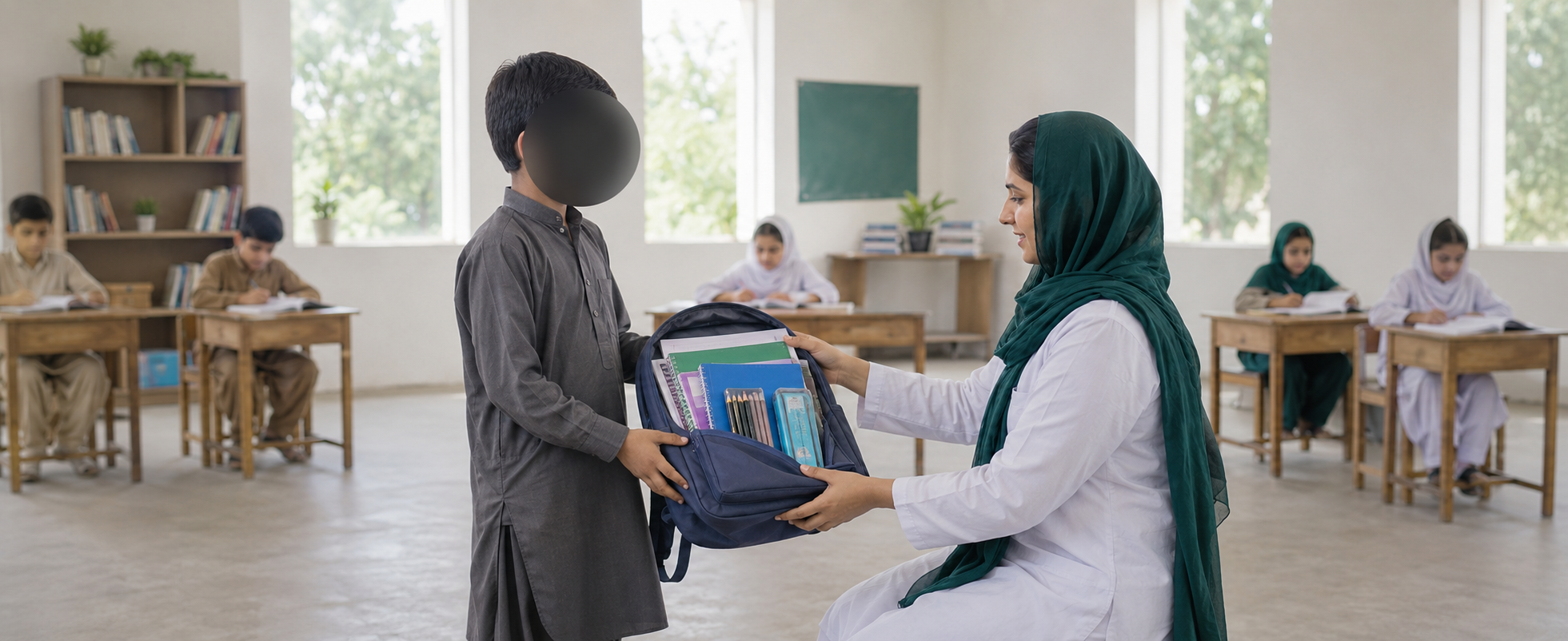 Children in a classroom receiving educational support